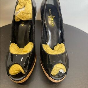 Cole Haan Black Peep Toe Heels